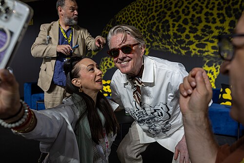 Sigurjón "Joni" Sighvatsson with fans at the 2026 Locarno Film Festival
