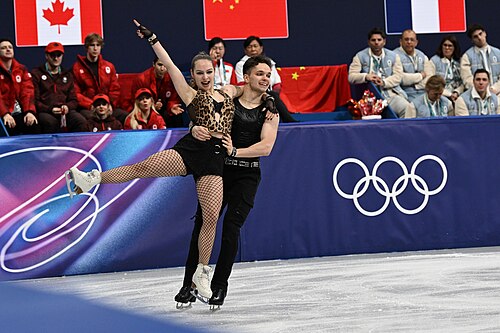 MILAN, ITALY - 06 FEBRUARY 2026: Sofia Dovhal and Wiktor Kulesza of Poland compete during the  Ice Dance Rhythm Dance Team Event  at the Milano Ice Skating Arena at the Olympic Winter Games Milano Cortina 2026  on February 06, 2026 in ,