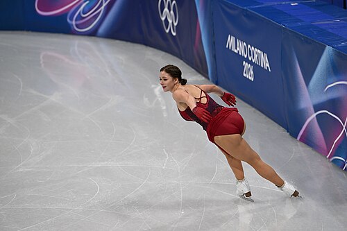 MILAN, ITALY - 19 FEBRUARY 2026: Sofia SAMODELKINA of Kazakhstan compete during the Figure Skating Women Single Skating Free Skating at the Olympic Winter Games Milano Cortina 2026 Milano Ice Skating Arena on February 19, 2026 in Milan, Italy