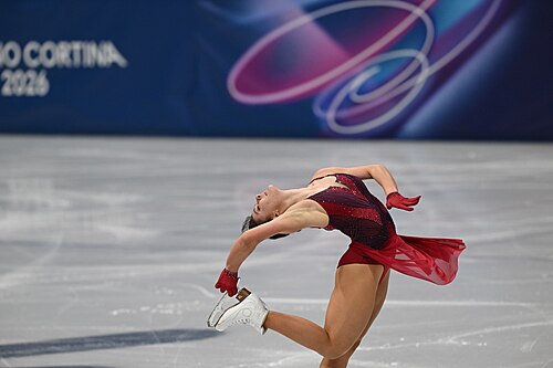 MILAN, ITALY - 19 FEBRUARY 2026: Sofia SAMODELKINA of Kazakhstan compete during the Figure Skating Women Single Skating Free Skating at the Olympic Winter Games Milano Cortina 2026 Milano Ice Skating Arena on February 19, 2026 in Milan, Italy