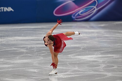 MILAN, ITALY - 19 FEBRUARY 2026: Sofia SAMODELKINA of Kazakhstan compete during the Figure Skating Women Single Skating Free Skating at the Olympic Winter Games Milano Cortina 2026 Milano Ice Skating Arena on February 19, 2026 in Milan, Italy