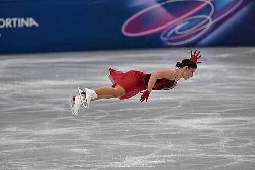 MILAN, ITALY - 19 FEBRUARY 2026: Sofia SAMODELKINA of Kazakhstan compete during the Figure Skating Women Single Skating Free Skating at the Olympic Winter Games Milano Cortina 2026 Milano Ice Skating Arena on February 19, 2026 in Milan, Italy