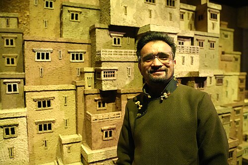 Sonam Tashi, Indian artist, at 2026 Venice Biennale where he was featured at the Indian Pavilion.