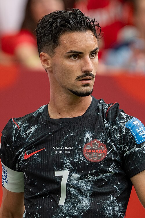 Stephen Eustaquio during Canada v Qatar on 18 June 2026 at the 2026 FIFA World Cup
