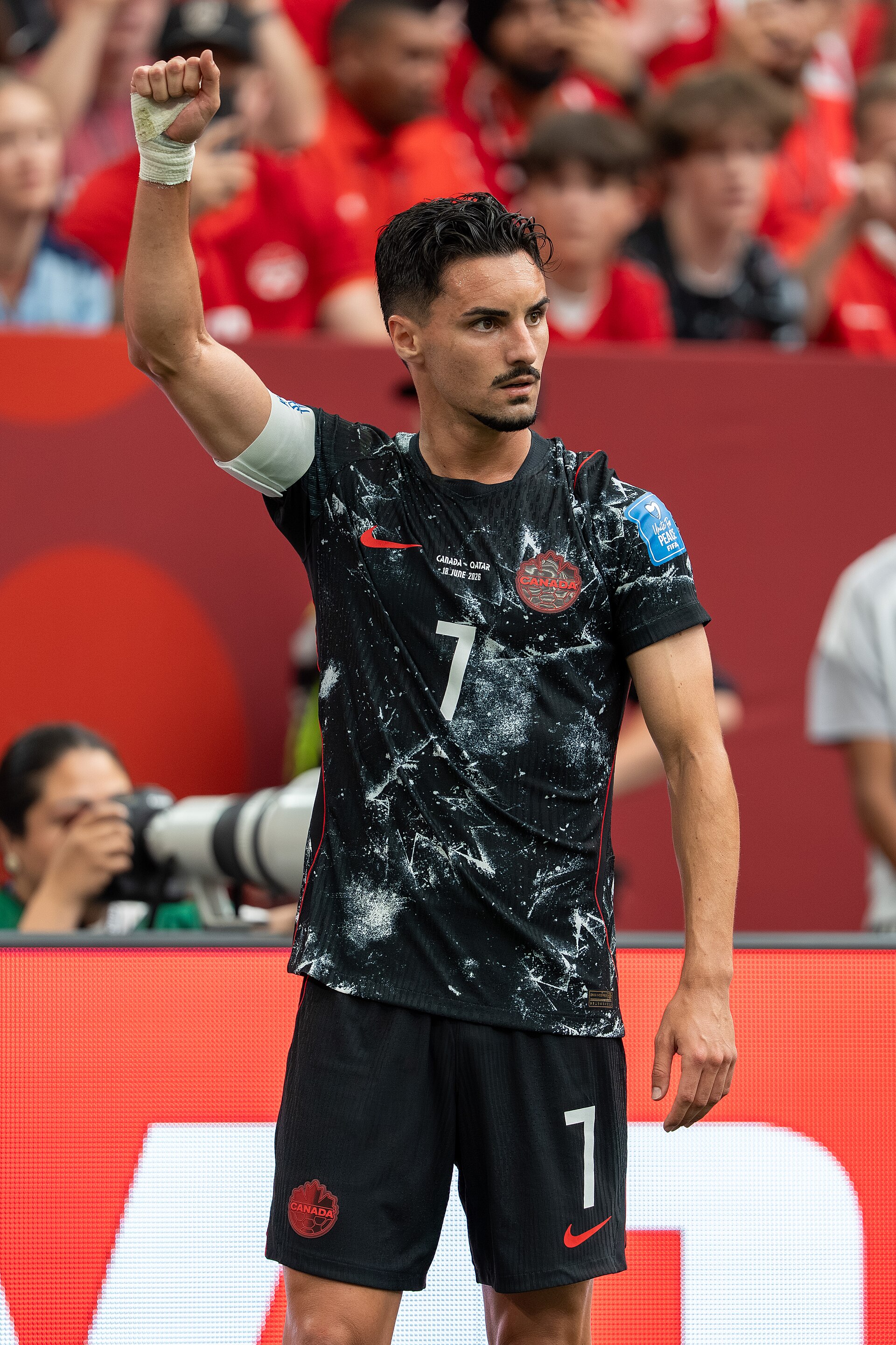 Stephen Eustaquio during Canada v Qatar on 18 June 2026 at the 2026 FIFA World Cup