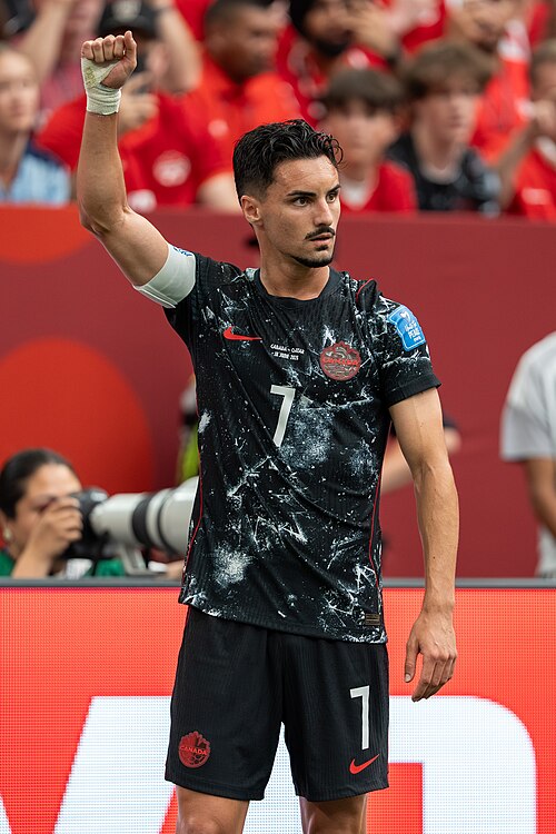 Stephen Eustaquio during Canada v Qatar on 18 June 2026 at the 2026 FIFA World Cup