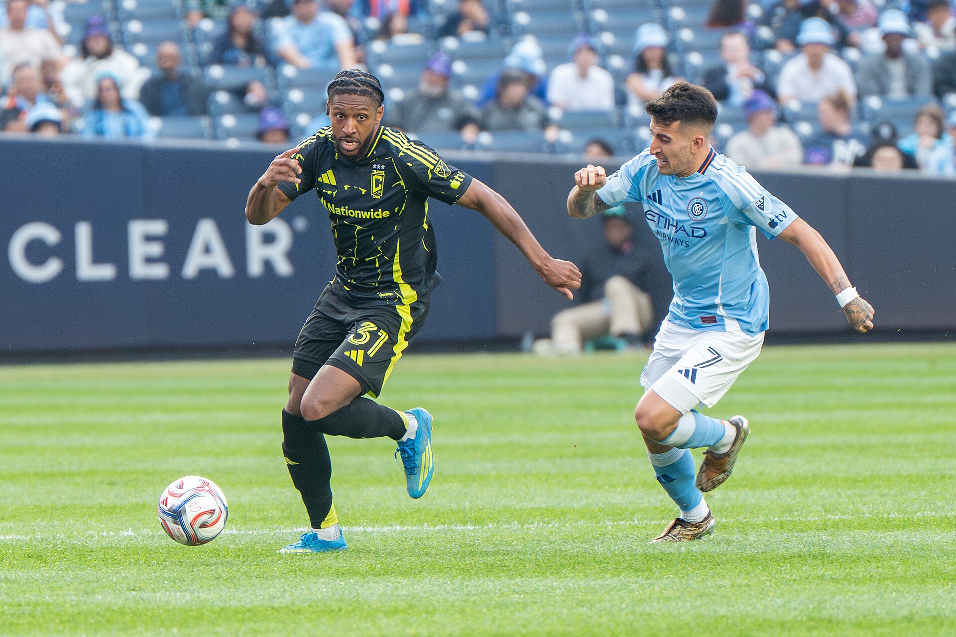 Steven Moreira Nicolas Fernandez Mercau during New York City FC vs Columbus Crew on May 10, 2026