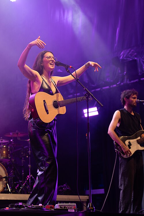 Swiss singer Veronica Fusaro performing at the Rotonda of the 79th Locarno Film Festival 2026