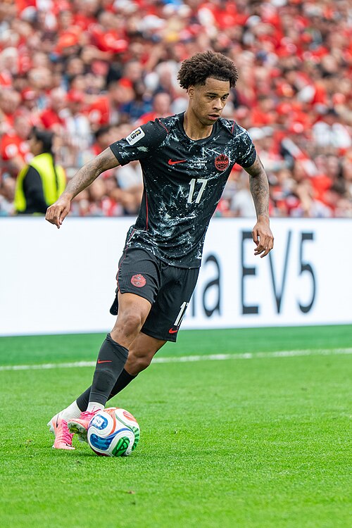 Tajon Buchanan during Canada v Qatar on 18 June 2026 at the 2026 FIFA World Cup