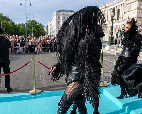 Tamara Živković representing Montenegro on the Turquoise Carpet at the 2026 Eurovision Song Contest in Vienna