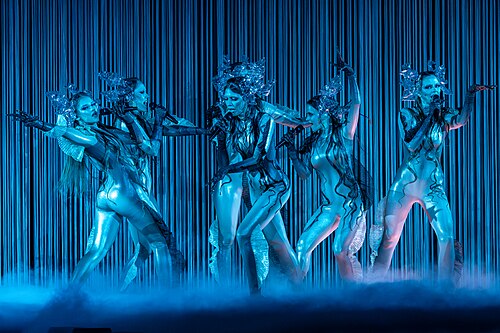 Tautumeitas, representing Latvia, performing at Eurovision 2025 in Basel, Switzerland.