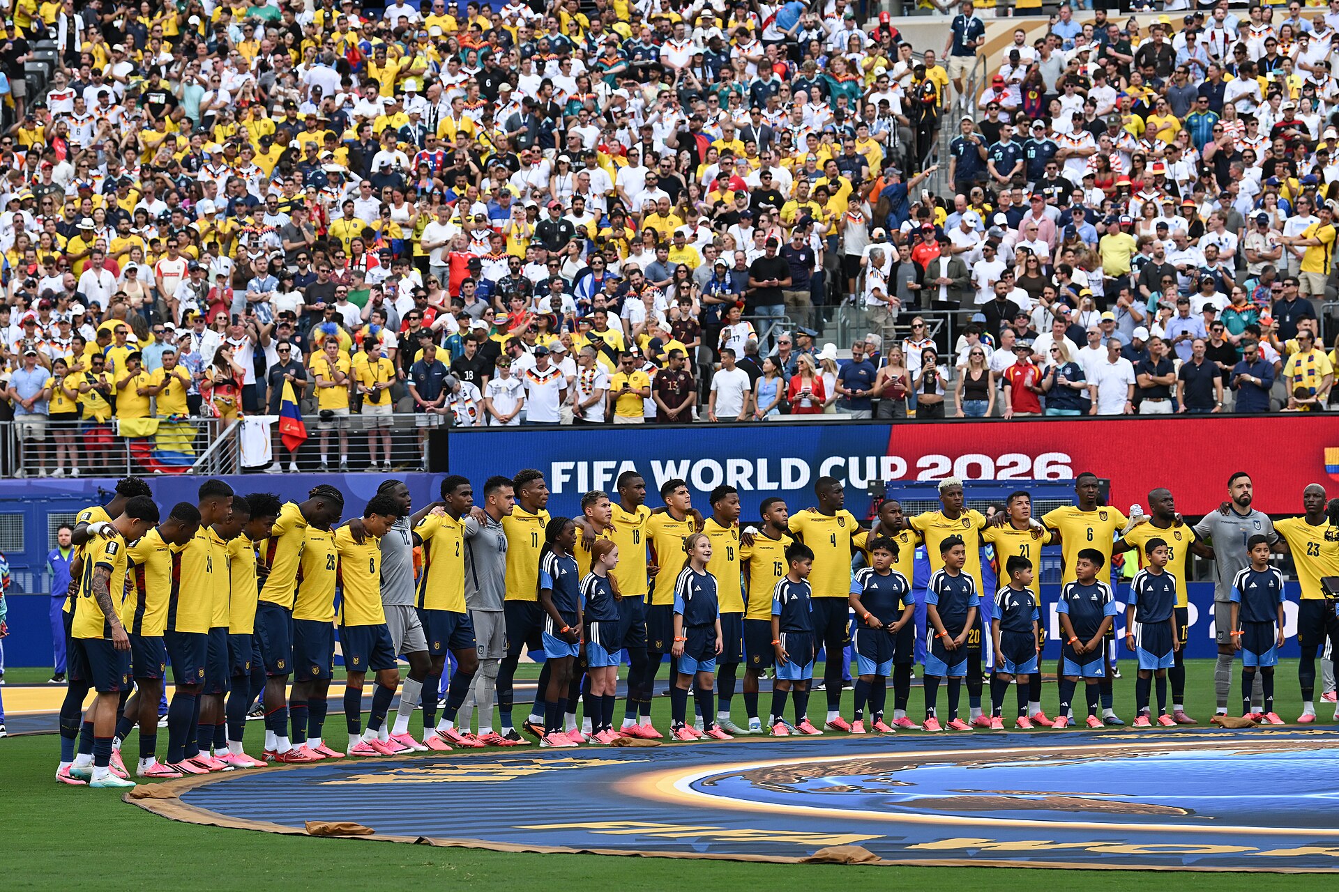 EAST RUTHERFORD, UNITED STATES - June 25: Players of Ecuador  ahead of the FIFA World Cup 2026 Group E match between Ecuador  and  Germany on June 25, 2026 MetLife Stadium, East Rutherford, New Jersey