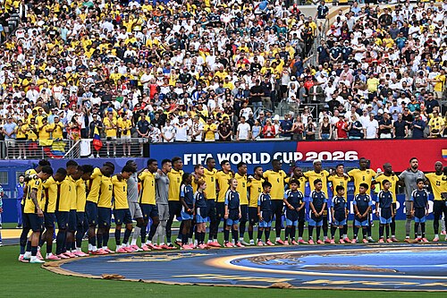 EAST RUTHERFORD, UNITED STATES - June 25: Players of Ecuador  ahead of the FIFA World Cup 2026 Group E match between Ecuador  and  Germany on June 25, 2026 MetLife Stadium, East Rutherford, New Jersey