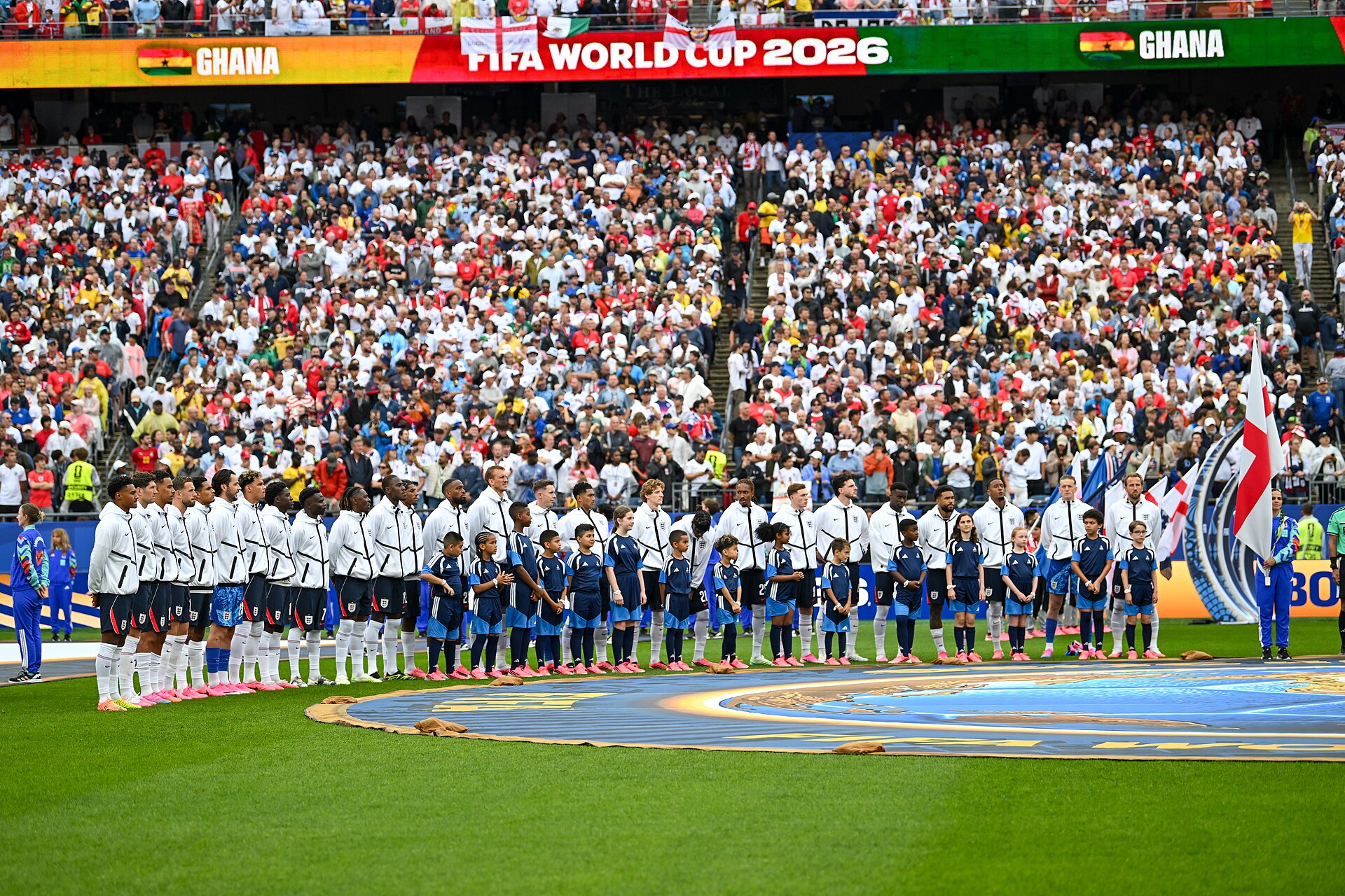 FOXBOROUGH, UNITED STATES - June 23: Team of England ahead of the FIFA World Cup 2026 Group L match between England and Ghana on June 23, 2026 Boston Stadium , Foxborough, Massachusetts