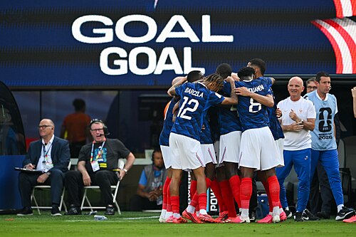 EAST RUTHERFORD, UNITED STATES - June 30: Team of France celebrates after Kylian Mbappe #10 of France scores during the FIFA World Cup 2026 round of 32 match between France  and Sweden on June 30, 2026 MetLife Stadium, East Rutherford, New Jersey