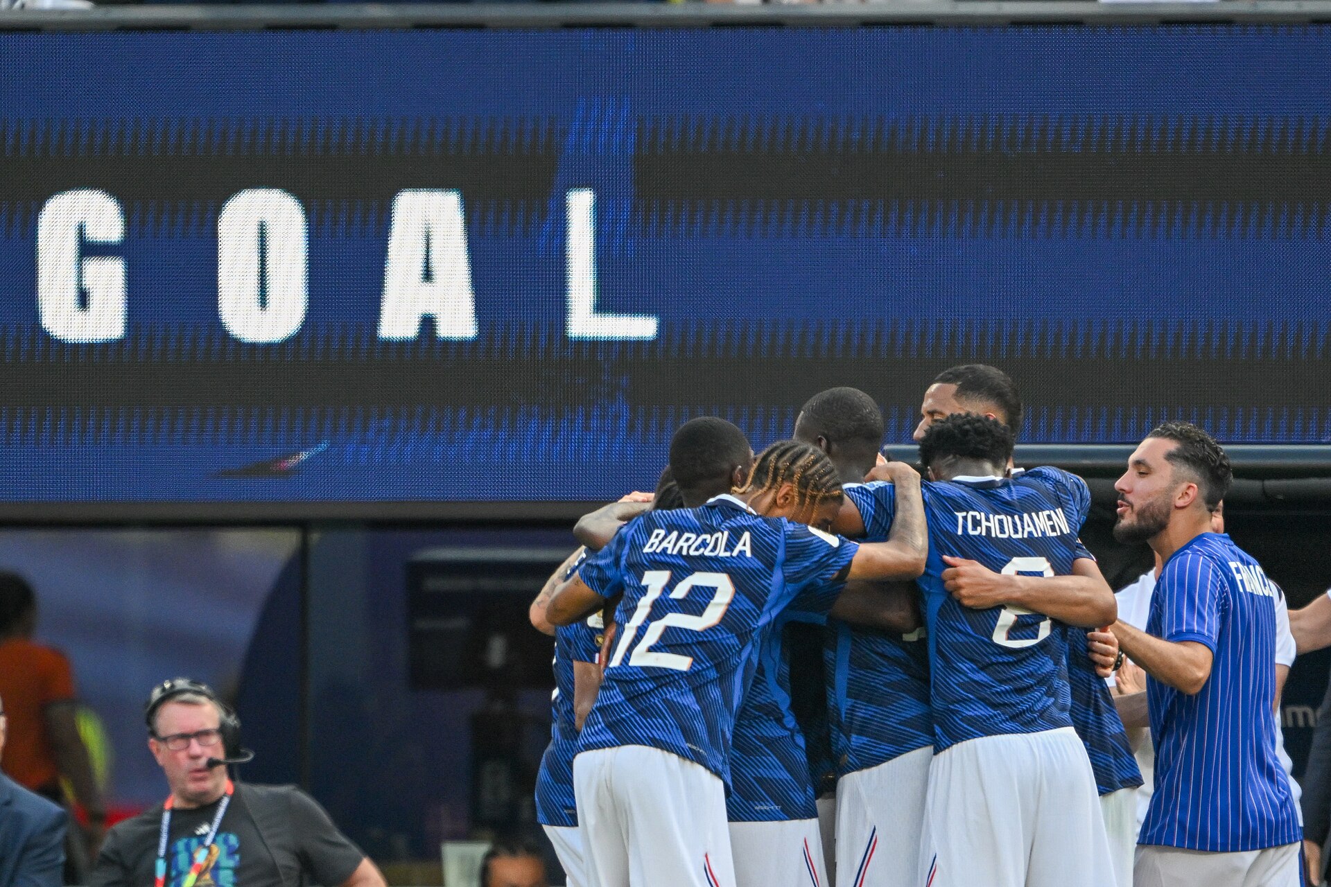 EAST RUTHERFORD, UNITED STATES - June 30: Team of France celebrates after Kylian Mbappe #10 of France scores during the FIFA World Cup 2026 round of 32 match between France  and Sweden on June 30, 2026 MetLife Stadium, East Rutherford, New Jersey