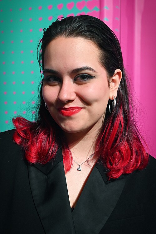 Teya in the Media Centre of the 69th Eurovision Song Contest, 2025