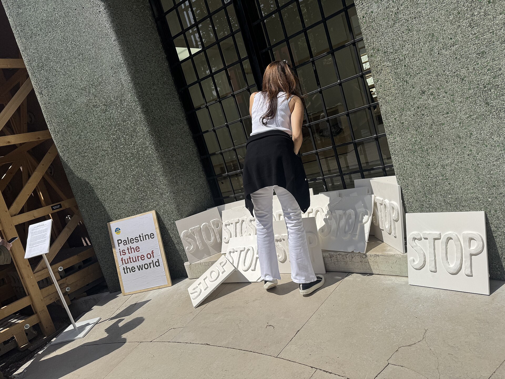 The Belgium Pavilion at the 2026 Venice Biennale on strike May 8, 2026 to protest the inclusion of Israel in the art exhibit. Numerous pavilions closed for all or part of the day.