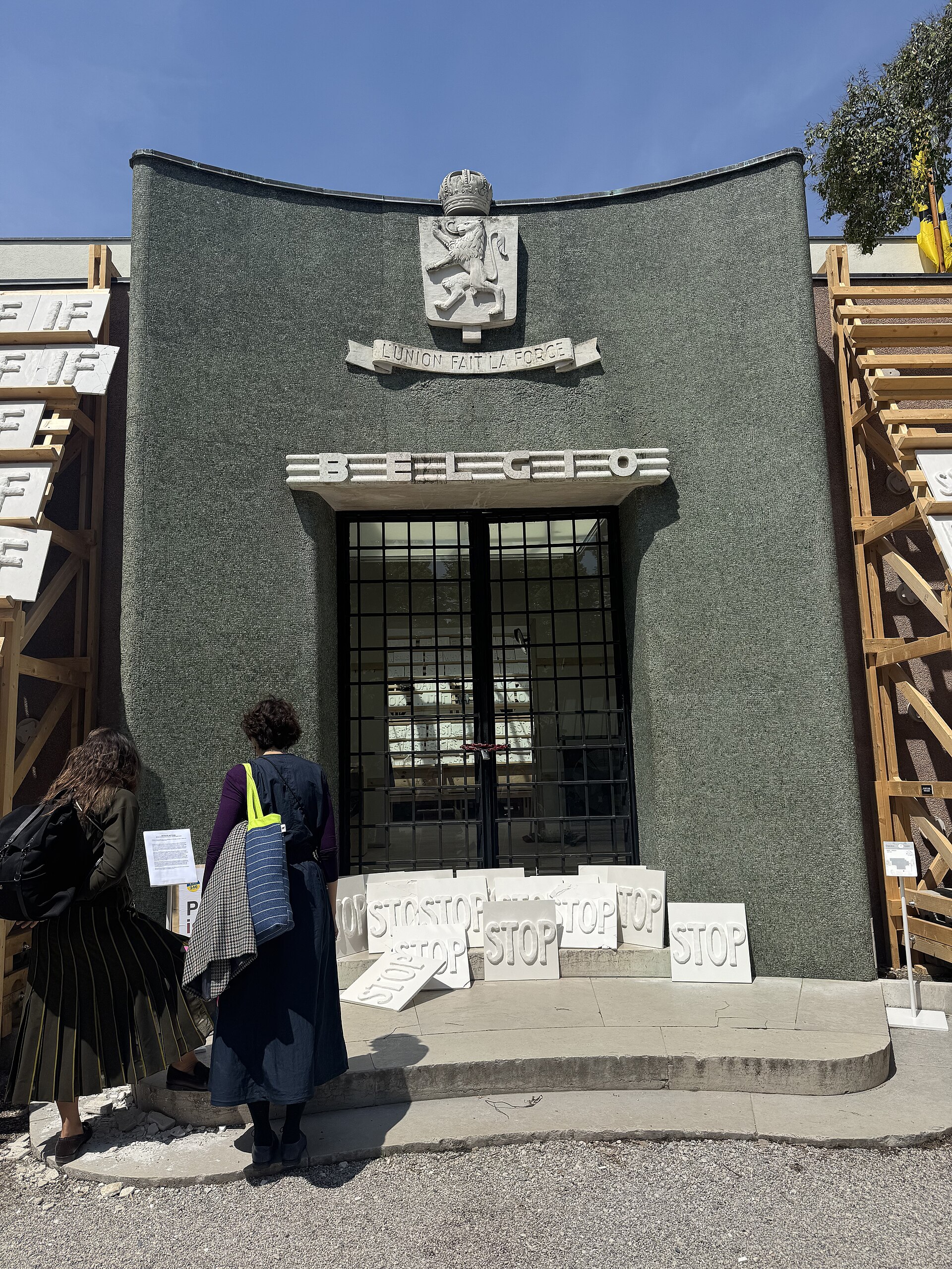 The Belgium Pavilion at the 2026 Venice Biennale on strike May 8, 2026 to protest the inclusion of Israel in the art exhibit. Numerous pavilions closed for all or part of the day.