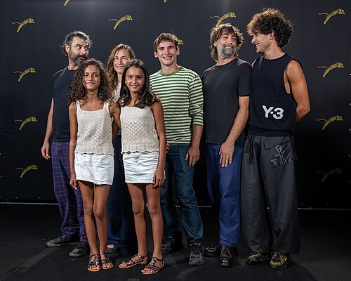 The Delegation of Les Yeux Verts at a PhotoCall at the 2026 Locarno Film Festival.
