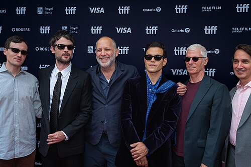 L-R) Mike Spreter, Tom Sturridge, Ira Sachs, Rami Malek, David Siegel and Scott McGehee attend the premiere of "The Man I Love" during TIFF 2026