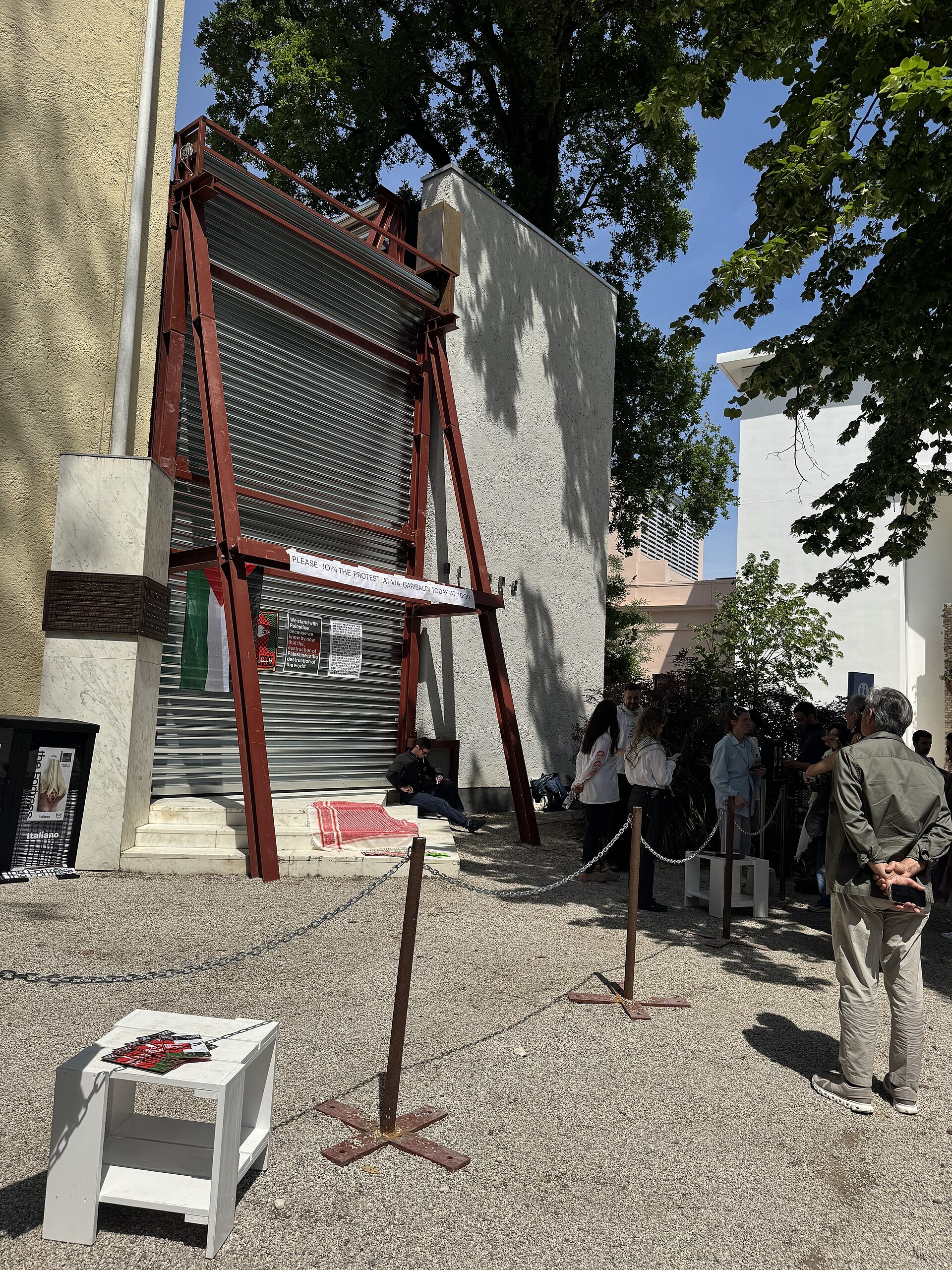 The Netherlands Pavilion at the 2026 Venice Biennale on strike May 8, 2026 to protest the inclusion of Israel in the art exhibit. Numerous pavilions closed for all or part of the day.
