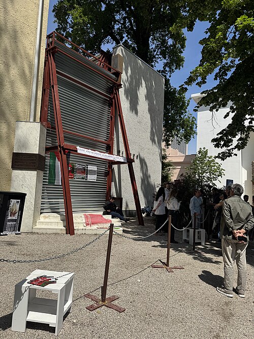 The Netherlands Pavilion at the 2026 Venice Biennale on strike May 8, 2026 to protest the inclusion of Israel in the art exhibit. Numerous pavilions closed for all or part of the day.