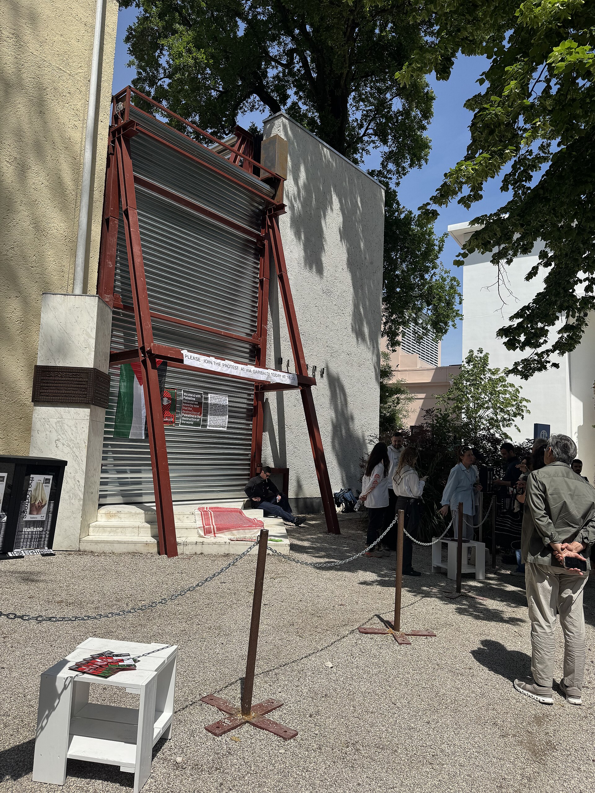 The Netherlands Pavilion at the 2026 Venice Biennale on strike May 8, 2026 to protest the inclusion of Israel in the art exhibit. Numerous pavilions closed for all or part of the day.