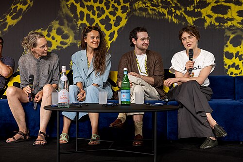 The delegation of I Rarely Wake Up Dreaming doing Q&A at the 2026 Locarno Film Festival