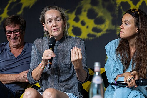 The delegation of I Rarely Wake Up Dreaming doing Q&A at the 2026 Locarno Film Festival