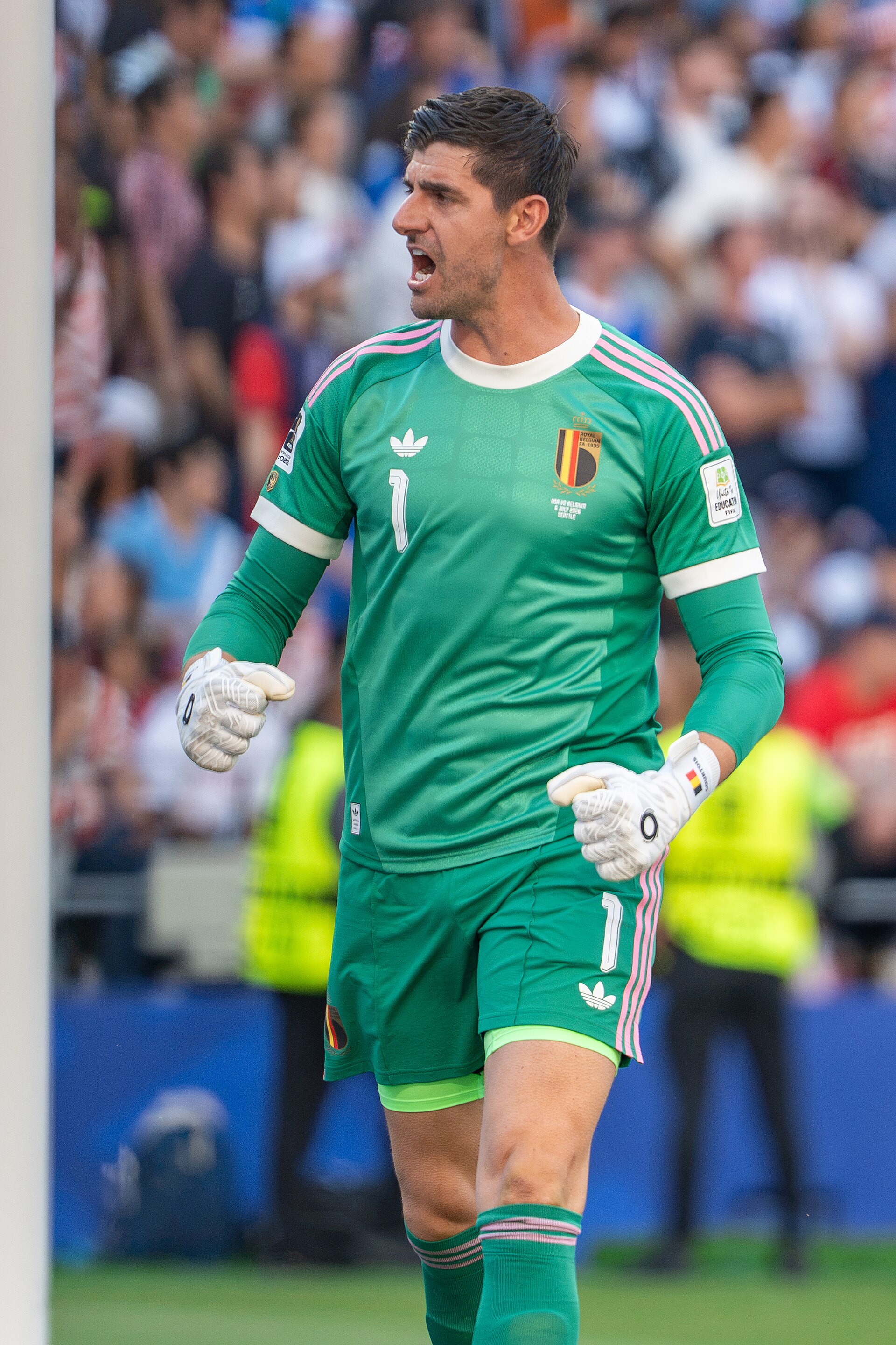 Thibaut Courtois during Belgium v United States at the 2026 FIFA World Cup