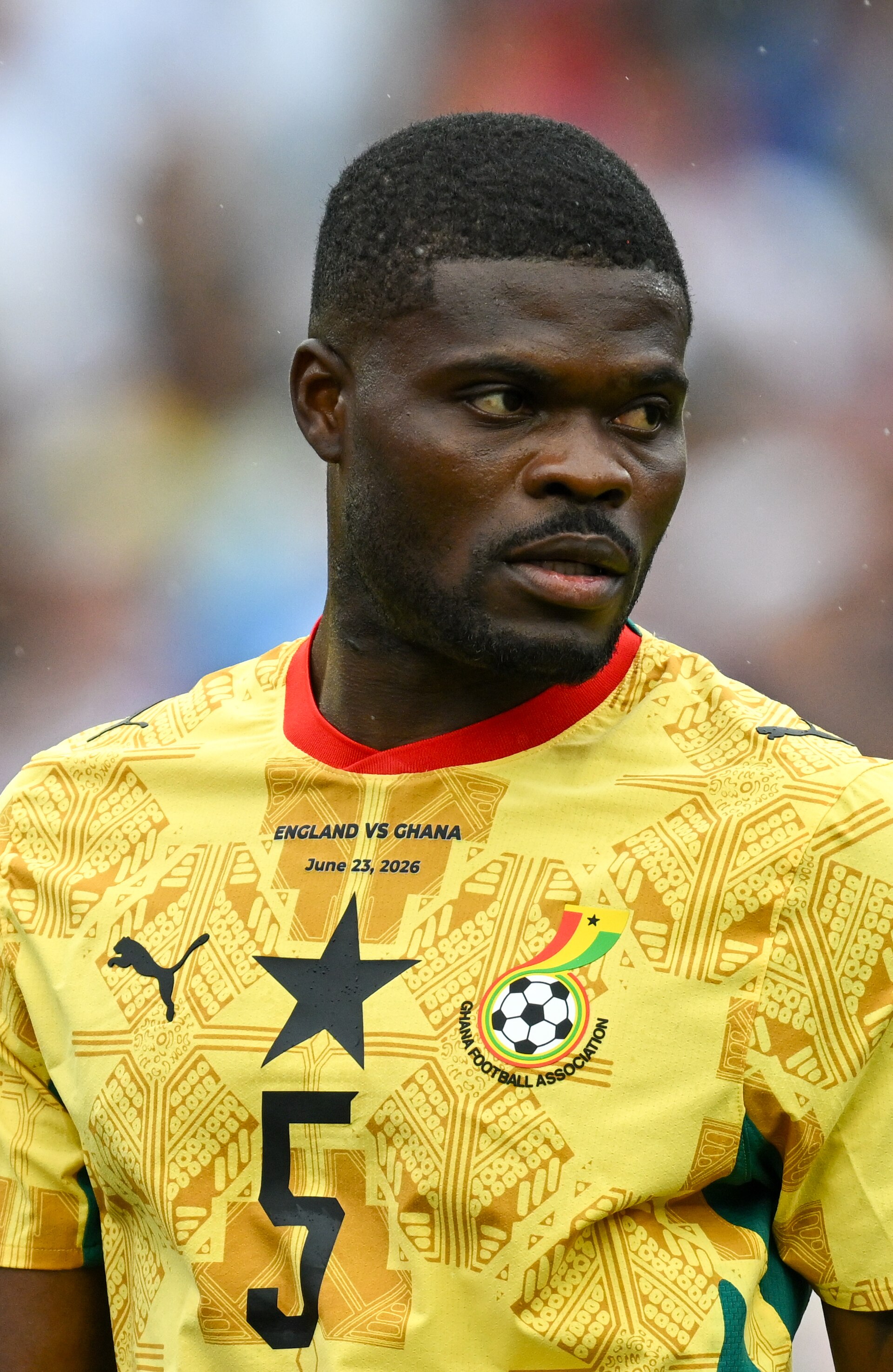 FOXBOROUGH, UNITED STATES - June 23: Thomas Partey #5 of Ghana during the FIFA World Cup 2026 Group L match between England and Ghana on June 23, 2026 Boston Stadium , Foxborough, Massachusetts