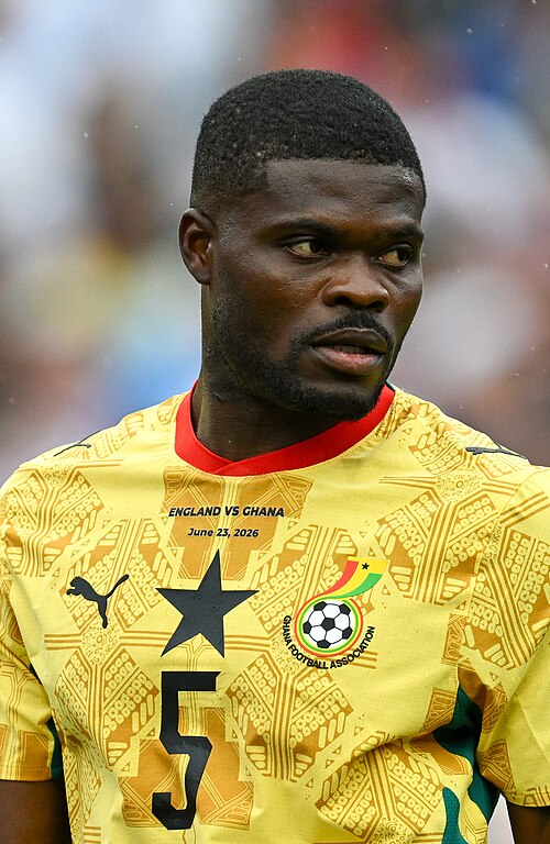 FOXBOROUGH, UNITED STATES - June 23: Thomas Partey #5 of Ghana during the FIFA World Cup 2026 Group L match between England and Ghana on June 23, 2026 Boston Stadium , Foxborough, Massachusetts