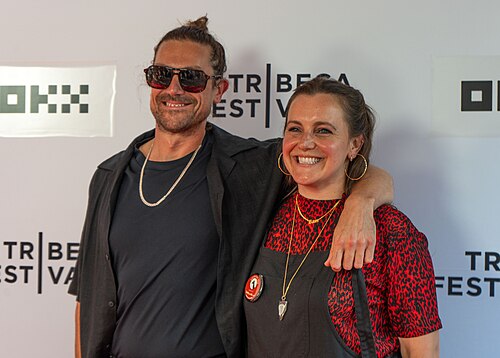 Tim Travers Hawkins and Kelly Adams at the premiere of "American Zoo" at the 25th Tribeca Film Festival in New York City.