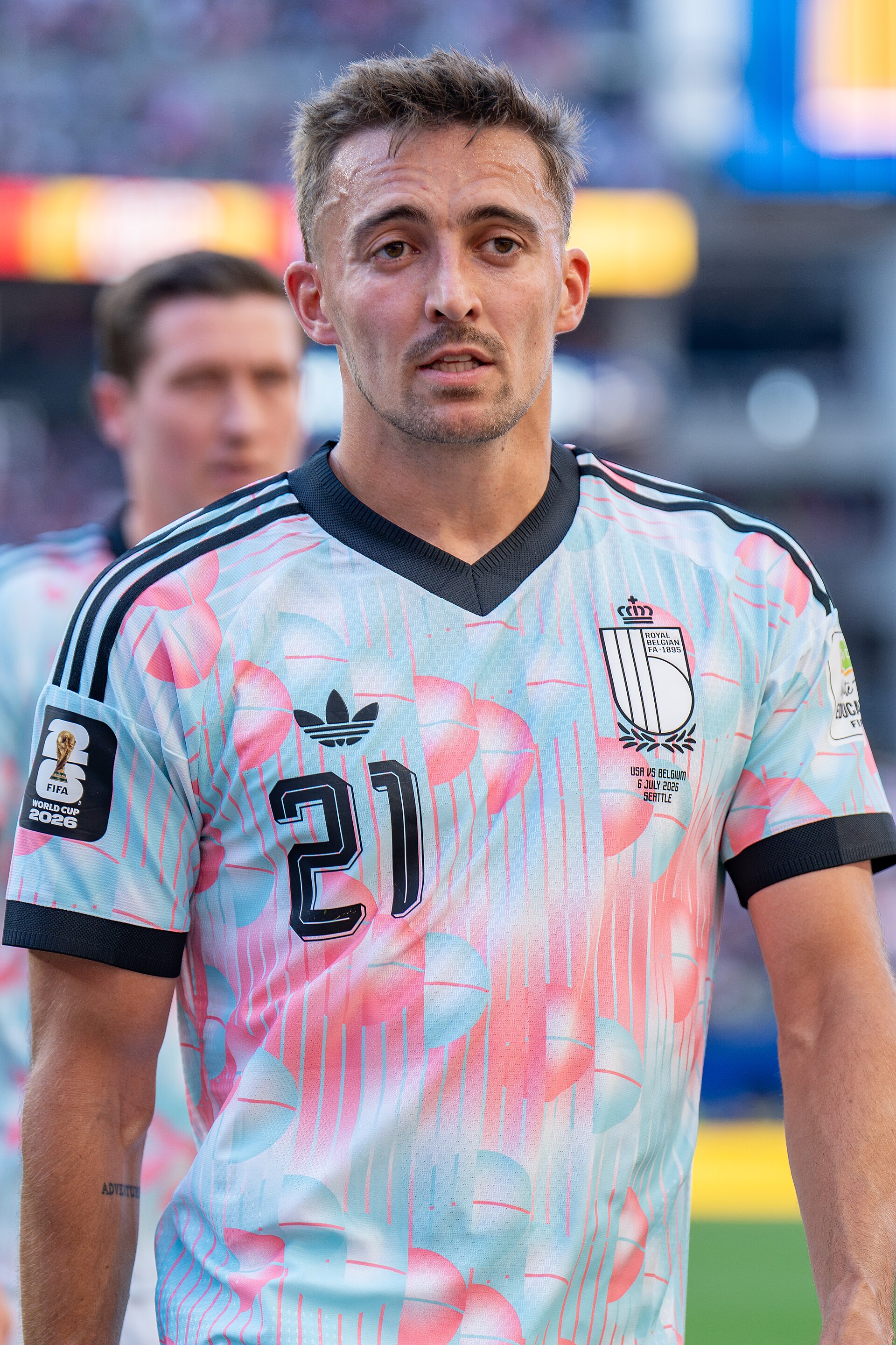 Timothy Castagne during Belgium v United States at the 2026 FIFA World Cup