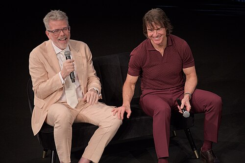 Tom Cruise, actor and producer, and Christopher McQuarrie, director and screenwriter, during a Q&A session at the 2025 Cannes Film Festival for the movie “Mission: Impossible – The Final Reckoning” in Cannes, France.