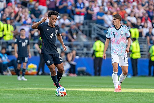 Tyler Adams during Belgium v United States at the 2026 FIFA World Cup