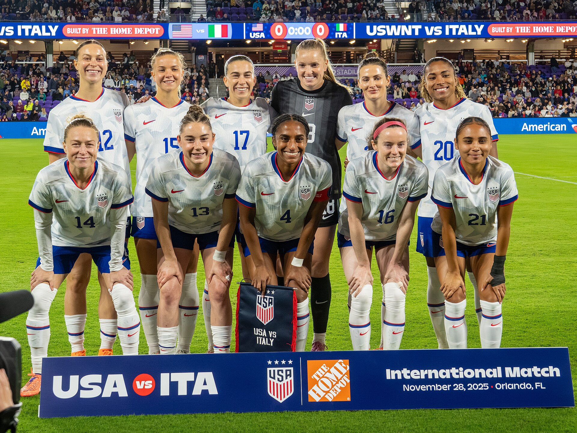 USWNT Starting XI during United States Women's Soccer Team vs Italy Women's National Football Team on November 28 2025