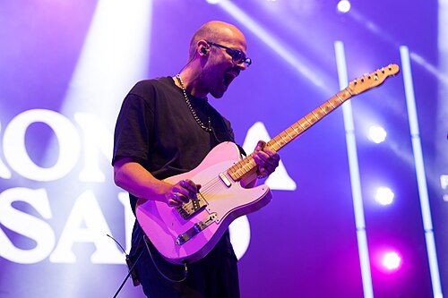 Veronica Fusaro's guitarist performing at the Rotonda of the 79th Locarno Film Festival 2026