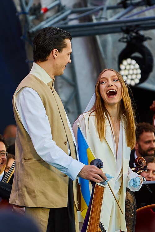 Viktoria Leléka and Yaroslav Dzhus on Eurovision Turquoise Carpet 2026 012
