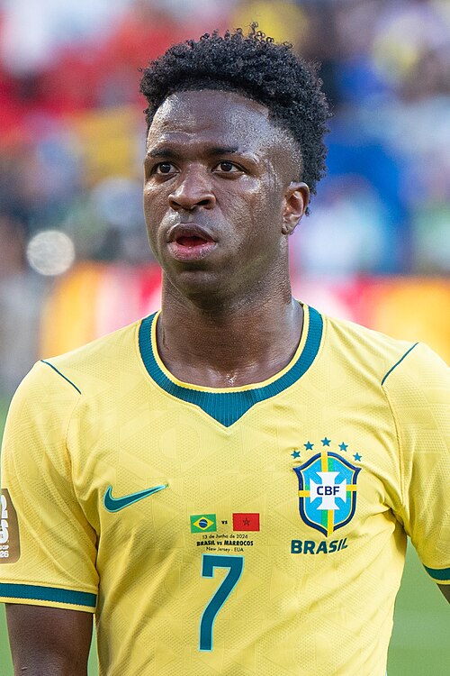Vinícius Júnior during Brazil v Morocco on 13 June 2026 at the 2026 FIFA World Cup at NY/NJ Stadium in East Rutherford, NJ
