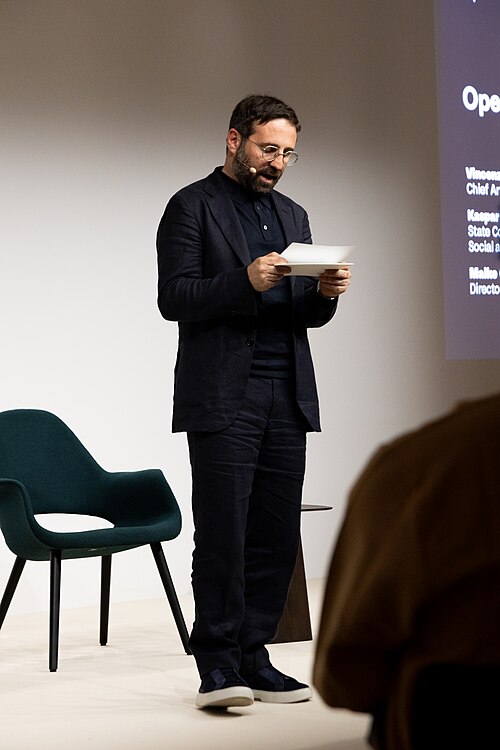 Vincenzo de Bellis, Curator and Associate Director of Programs, Visual Arts at the Walker Art Center, at the Art Basel international art fair in Basel, Switzerland in June 2025.