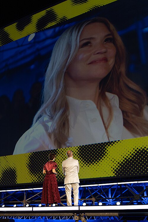 Virginie Efira waiting to receive the Leopard Club Award at the 79th Locarno Film Festival 2026