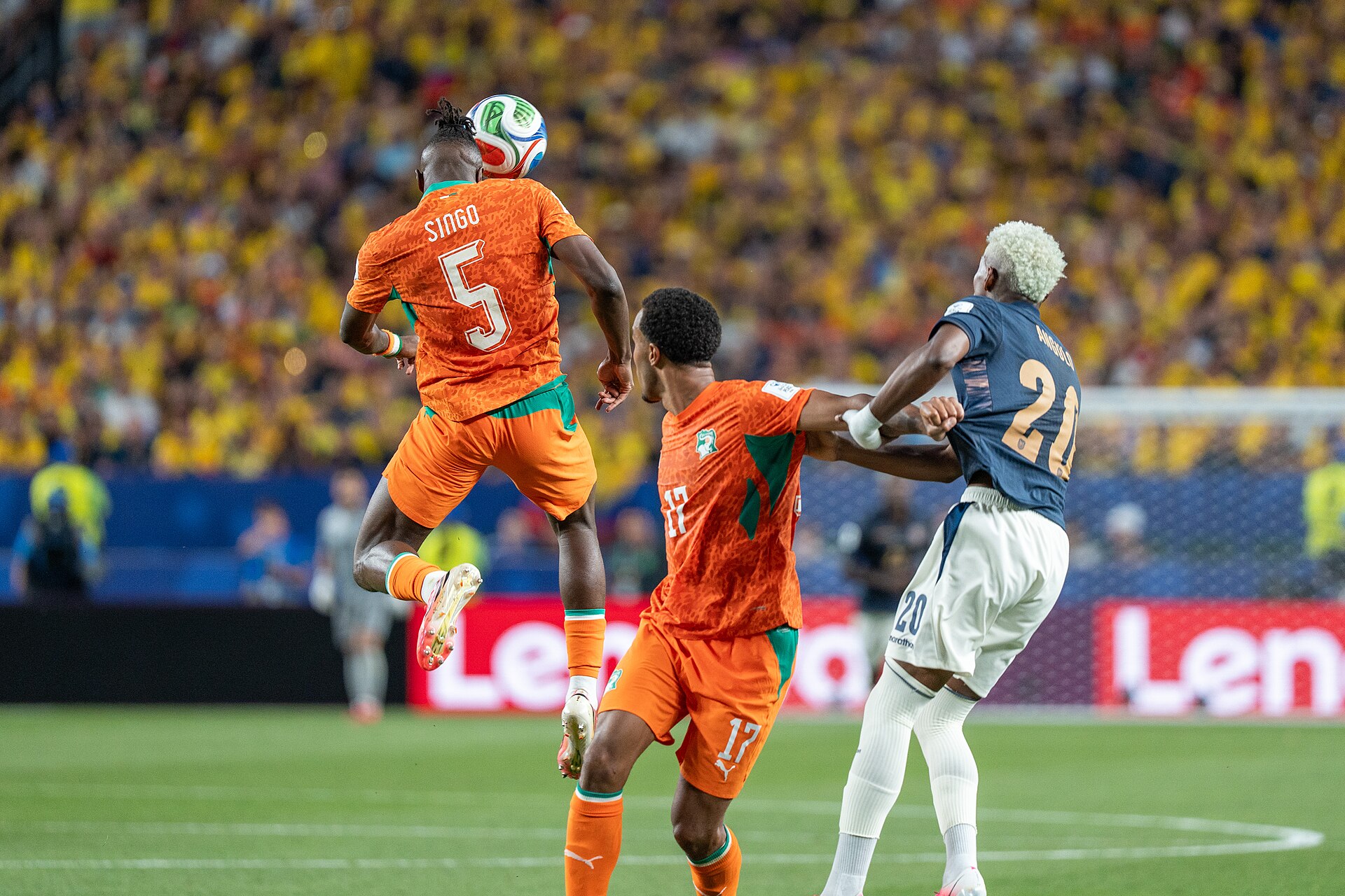 Wilfried Singo during Côte d'Ivoire v Ecuador on 14 June 2026 at the 2026 FIFA World Cup