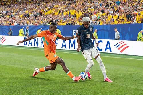 Wilfried Singo during Côte d'Ivoire v Ecuador on 14 June 2026 at the 2026 FIFA World Cup