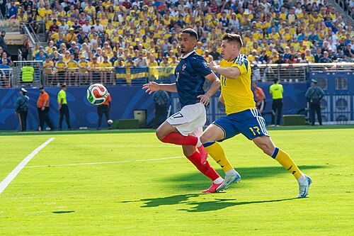 William Saliba Viktor Gyokeres during France v Sweden at the 2026 FIFA World Cup