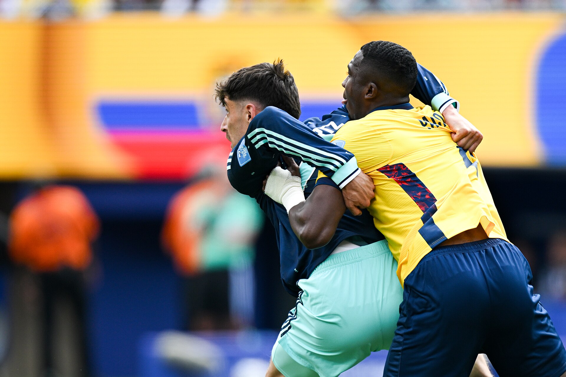 EAST RUTHERFORD, UNITED STATES - June 25: Kai Havertz #7 of Germany is in action against Willian Pacho #6 of Ecuador during the FIFA World Cup 2026 Group E match between Ecuador  and  Germany on June 25, 2026 MetLife Stadium, East Rutherford, New Jersey