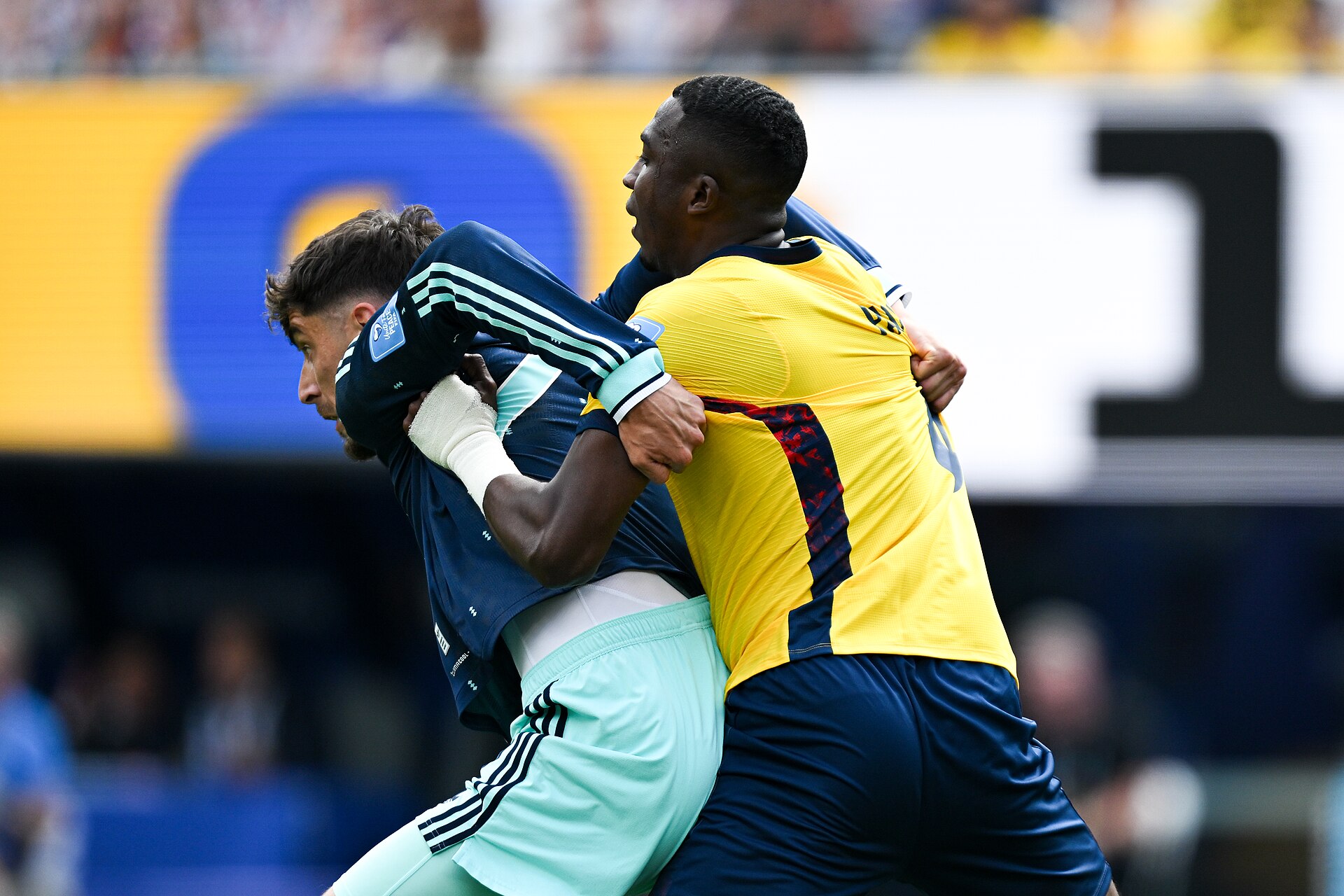 EAST RUTHERFORD, UNITED STATES - June 25: Kai Havertz #7 of Germany is in action against Willian Pacho #6 of Ecuador during the FIFA World Cup 2026 Group E match between Ecuador  and  Germany on June 25, 2026 MetLife Stadium, East Rutherford, New Jersey