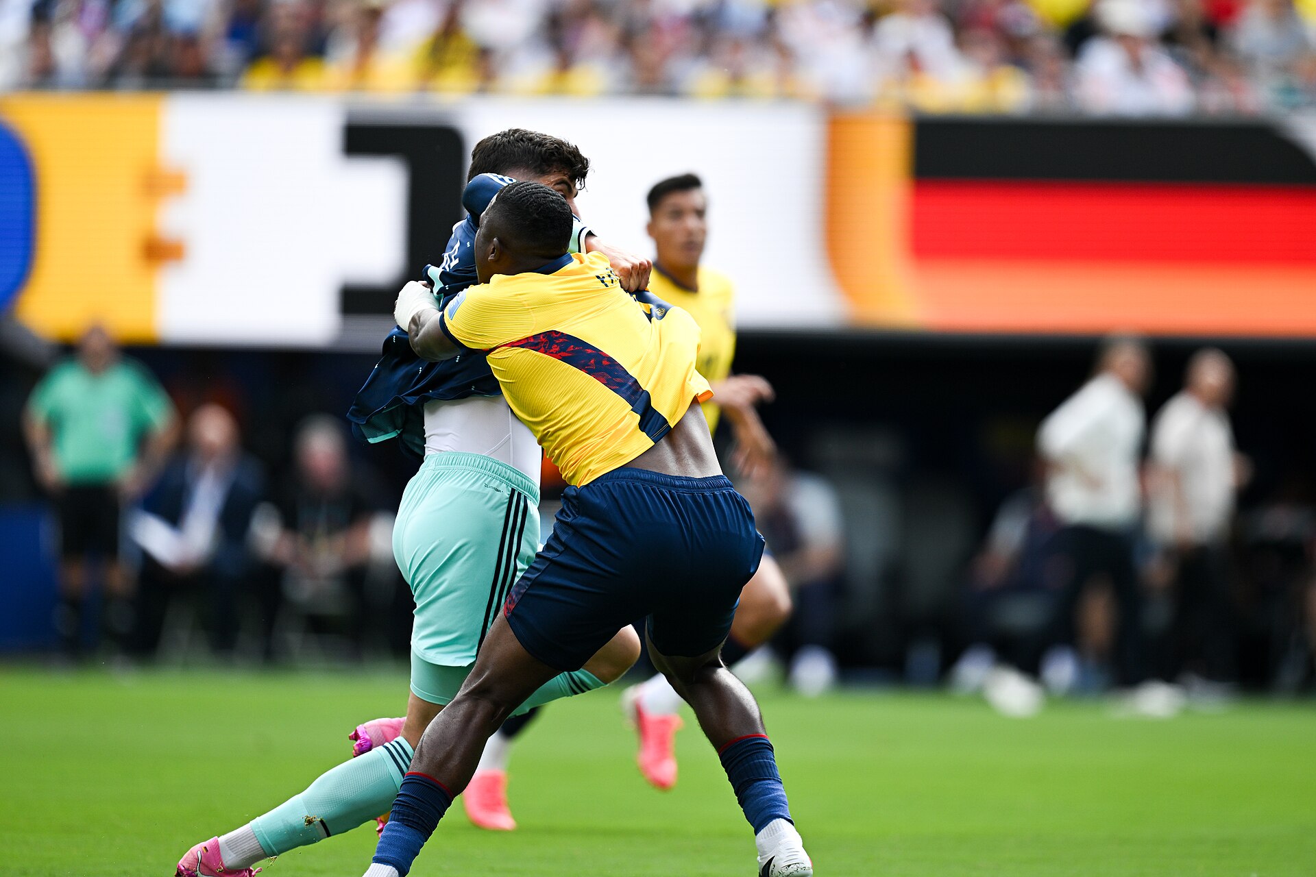 EAST RUTHERFORD, UNITED STATES - June 25: Kai Havertz #7 of Germany is in action against Willian Pacho #6 of Ecuador during the FIFA World Cup 2026 Group E match between Ecuador  and  Germany on June 25, 2026 MetLife Stadium, East Rutherford, New Jersey