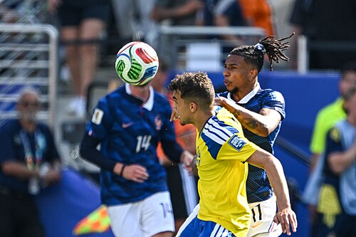 EAST RUTHERFORD, UNITED STATES - June 30: Yasin Ayari #18 of Sweden is in action against Michael Olise #11 of France during the FIFA World Cup 2026 round of 32 match between France  and Sweden on June 30, 2026 MetLife Stadium, East Rutherford, New Jersey